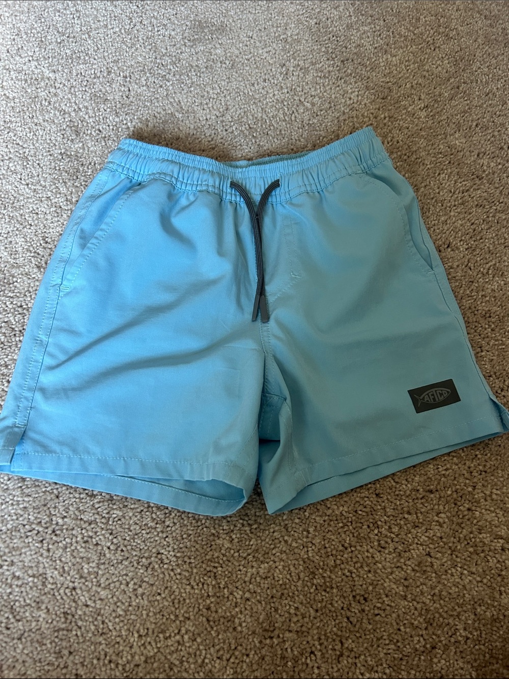 AFTCO Light Blue Kids Swim Shorts with Drawstring